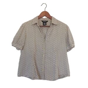 George Women’s Green Multicolored Circle Print Button Down Blouse - Size XL